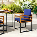 Acacia Wood Outdoor Dining Chairs Set of 2 with Soft Cushions-Navy by LJGDeals