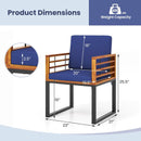 Acacia Wood Outdoor Dining Chairs Set of 2 with Soft Cushions-Navy by LJGDeals