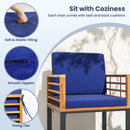 Acacia Wood Outdoor Dining Chairs Set of 2 with Soft Cushions-Navy by LJGDeals