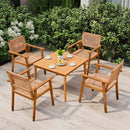 Acacia Wood Outdoor Dining Chairs Set of 2 PE Rattan Patio Chairs with Backrests and Armrests by LJGDeals