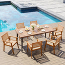 Acacia Wood Outdoor Dining Chairs Set of 2 PE Rattan Patio Chairs with Backrests and Armrests by LJGDeals