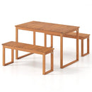 Acacia Wood Outdoor Garden Bench Set of 1/2 with Slatted Seat for Front Porch by LJGDeals