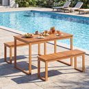 Acacia Wood Outdoor Garden Bench Set of 1/2 with Slatted Seat for Front Porch