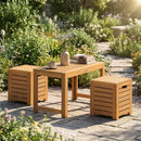 Acacia Wood Outdoor Coffee Table with Stools Set of 2 3 Pieces Patio Table and Stools Set by LJGDeals