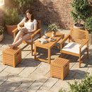 Acacia Wood Outdoor Coffee Table with Stools Set of 2 3 Pieces Patio Table and Stools Set by LJGDeals