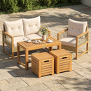 Acacia Wood Outdoor Coffee Table with Stools Set of 2 3 Pieces Patio Table and Stools Set by LJGDeals