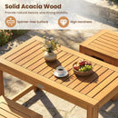 Acacia Wood Outdoor Coffee Table with Stools Set of 2 3 Pieces Patio Table and Stools Set by LJGDeals