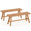 Acacia Wood Outdoor Garden Bench Set of 1/2 with Slatted Seat and 800 lbs Capacity by LJGDeals