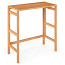 Acacia Wood Outdoor Bar Table with Slatted Tabletop for Balcony by LJGDeals