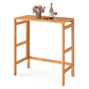 Acacia Wood Outdoor Bar Table with Slatted Tabletop for Balcony by LJGDeals