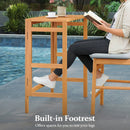 Acacia Wood Outdoor Bar Table with Slatted Tabletop for Balcony by LJGDeals