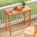 Acacia Wood Outdoor Bar Table with Slatted Tabletop for Balcony by LJGDeals