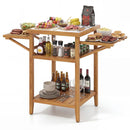 Acacia Wood Outdoor Grill Table with Faux Marble Top and Drop by LJGDeals