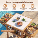 Acacia Wood Outdoor Grill Table with Faux Marble Top and Drop by DirectDeals