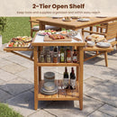 Acacia Wood Outdoor Grill Table with Faux Marble Top and Drop by LJGDeals