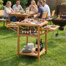 Acacia Wood Outdoor Grill Table with Faux Marble Top and Drop by LJGDeals