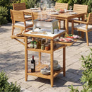 Acacia Wood Outdoor Grill Table with Faux Marble Top and Drop by LJGDeals