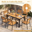 Acacia Wood Outdoor Dining Table with 1.97" Umbrella Hole for 6 People by LJGDeals