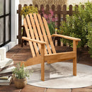 Acacia Wood Patio Adirondack Chair with Inclined Seat and High Backrest for Porch Poolside-Natural by LJGDeals