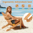 Acacia Wood Patio Adirondack Chair with Inclined Seat and High Backrest for Porch Poolside-Natural by LJGDeals