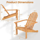 Acacia Wood Patio Adirondack Chair with Inclined Seat and High Backrest for Porch Poolside-Natural by LJGDeals