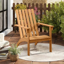 Acacia Wood Patio Adirondack Chair with Inclined Seat and High Backrest for Porch-Natural by LJGDeals