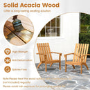 Acacia Wood Patio Adirondack Chair with Inclined Seat and High Backrest for Porch-Natural by LJGDeals