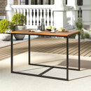 Acacia Wood Patio Dining Table with Metal Frame-Navy by LJGDeals