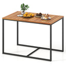 Acacia Wood Patio Dining Table with Metal Frame-Navy by LJGDeals