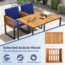 Acacia Wood Patio Dining Table with Metal Frame-Navy by LJGDeals