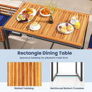 Acacia Wood Patio Dining Table with Metal Frame-Navy by LJGDeals