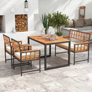 4 Pieces Acacia Wood Patio Dining Set with 1 Rectangular Table-Natural by LJGDeals