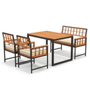 4 Pieces Acacia Wood Patio Dining Set with 1 Rectangular Table-Natural by LJGDeals