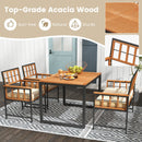 4 Pieces Acacia Wood Patio Dining Set with 1 Rectangular Table-Natural