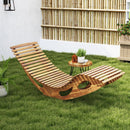 Acacia Wood Patio Rocking Sun Lounger Chaise Lounge with Ergonomic Curved Seat by LJGDeals
