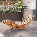 Acacia Wood Patio Rocking Sun Lounger Chaise Lounge with Ergonomic Curved Seat by LJGDeals