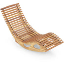 Acacia Wood Patio Rocking Sun Lounger Chaise Lounge with Ergonomic Curved Seat by LJGDeals