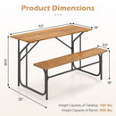 Acacia Wood Patio Table Bench for 2 People One-Side Picnic Table