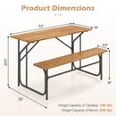 Acacia Wood Patio Table Bench for 2 People One-Side Picnic Table by LJGDeals