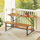 Acacia Wood Patio Table Bench for 2 People One-Side Picnic Table by LJGDeals