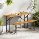 Acacia Wood Patio Table Bench for 2 People One-Side Picnic Table by LJGDeals