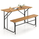 Acacia Wood Patio Table Bench for 2 People One-Side Picnic Table by LJGDeals