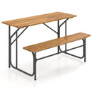 Acacia Wood Patio Table Bench for 2 People One-Side Picnic Table by LJGDeals