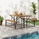 Acacia Wood Patio Table Bench for 2 People One-Side Picnic Table by LJGDeals