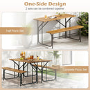 Acacia Wood Patio Table Bench for 2 People One-Side Picnic Table by LJGDeals