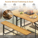 Acacia Wood Patio Table Bench for 2 People One-Side Picnic Table by LJGDeals