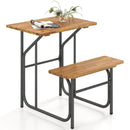 Acacia Wood Patio Table Bench Set One-Side Picnic Table and Seat by LJGDeals