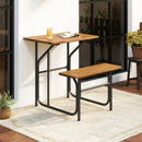 Acacia Wood Patio Table Bench Set One-Side Picnic Table and Seat by LJGDeals