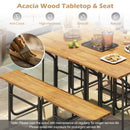Acacia Wood Patio Table Bench Set One-Side Picnic Table and Seat by LJGDeals