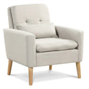 Accent Chair with Lumbar Pillow Natural Rubber Wood Legs Padded Cushions by DirectDeals